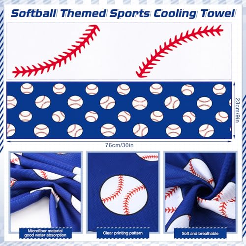 FuWeave 12 Pcs Baseball Cooling Towels 30 x 9 Inches Microfiber Ice Towels for Sports & Team Gifts