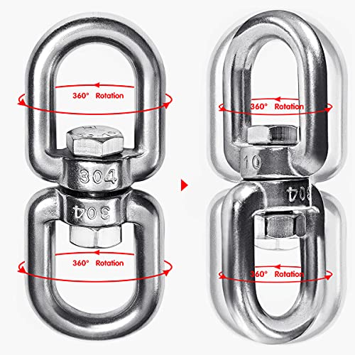304 Stainless Steel Double Ended Swivel Hook with Snap Hooks - M8