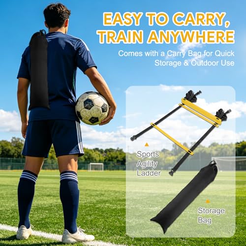 20ft Agility Ladder with Carry Bag - Adjustable Rungs for Training
