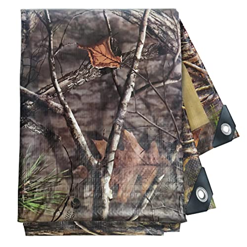 6ft x 8ft Tree Camo Heavy Duty Waterproof Tarp Cover 9 Mil for Outdoor Camping & Hunting