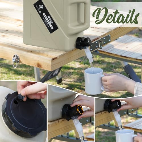 Grey 3.2 Gallon Camping Water Container with Spigot, Leakproof BPA-Free