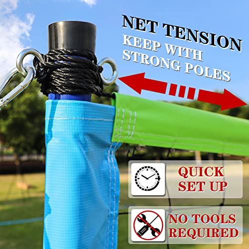 32FT Outdoor Volleyball Net Set - Adjustable Poles, Easy Setup, Plus-32FT (Blue & Green)