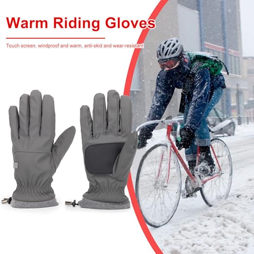 Non-Slip Ski Gloves with Velvet Lining - Touchscreen - Gray, Medium