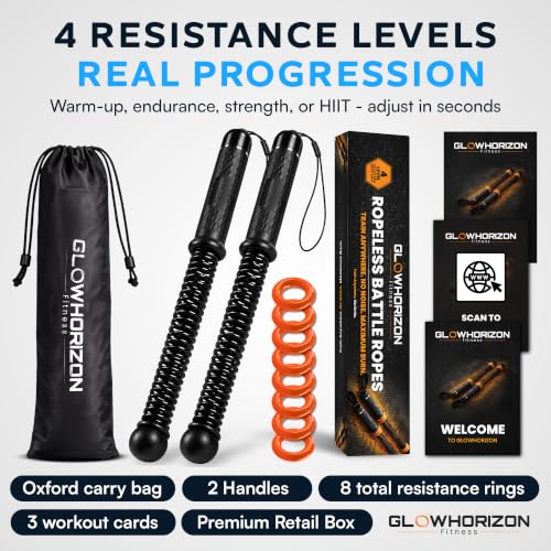 GlowHorizon Cordless Weighted Battle Ropes for Home Gym, Portable Resistance Workout Equipment