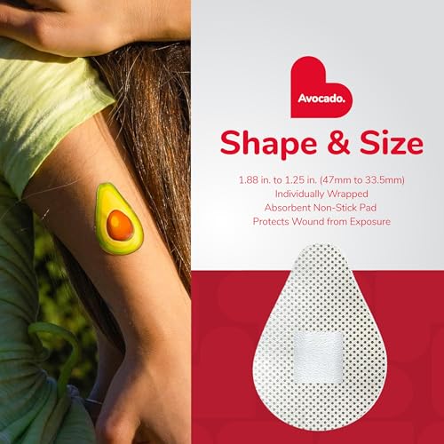 Avocado Shaped Bandage Set - 24 Count, Latex Free & Sterile