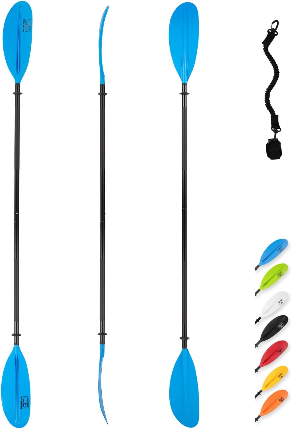 OCEANBROAD Kayak Paddle - Lightweight Alloy Shaft with Paddle Leash | Available in 86in, 90.5in, 95in