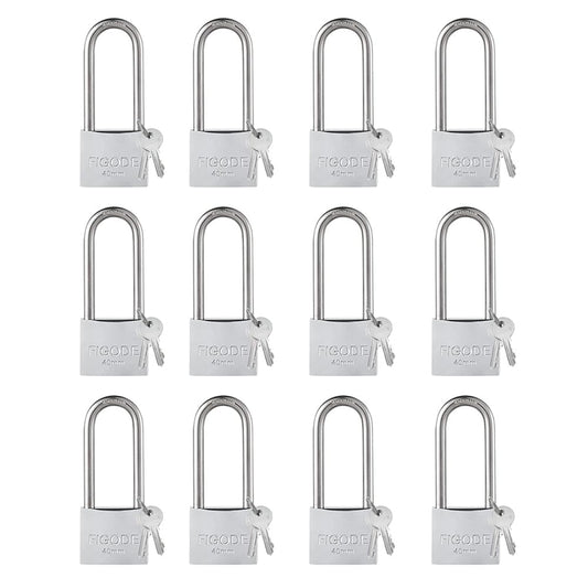 FIGODE® Marine Grade Weatherproof Padlock with Stainless Steel Shackle and Chrome Plated Solid Brass Body, Outdoor Padlock Rustproof, All Locks with Same Key Code#42424, 2.3 in.Long Shackle, 12 Pack