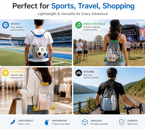 Clear Drawstring Backpack - Stadium Approved 4PCS Set