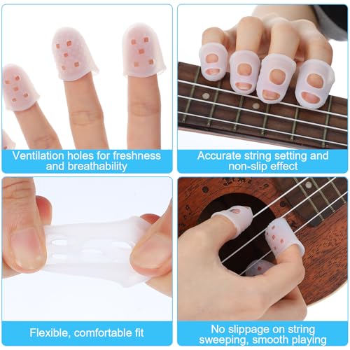 Silicone Guitar Finger Covers - 50 Pcs Anti-Slip & Breathable - Transparent