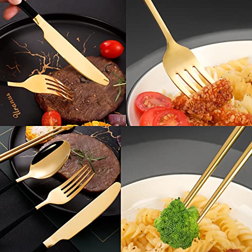 Portable Stainless Steel Cutlery Set with Case - Gold