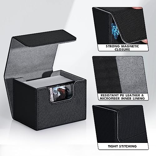 Magnetic Card Deck Box for 120+ Trading Cards - Black