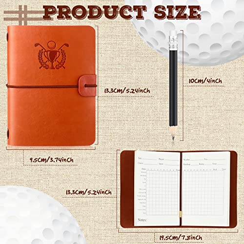 Golf Scorecard Book with Pencil - Light Brown Leather Log