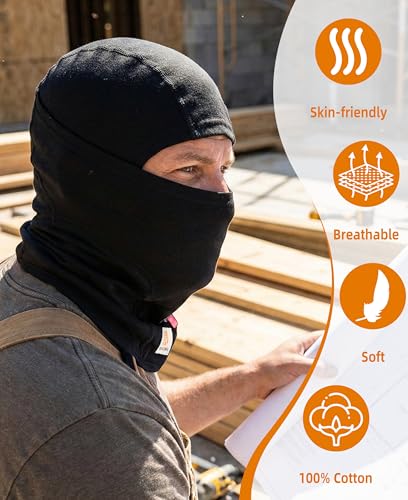 BOCOMAL FR Balaclava Face Mask 7oz Midweight Arc Rated NFPA2112 CAT2 2-Pack, One Size, Black