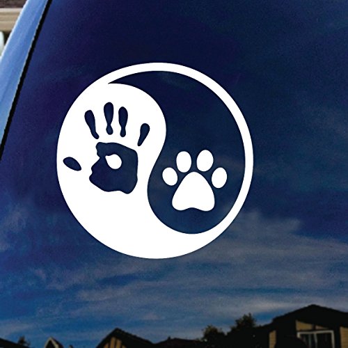 Ying Yang Dog Paw Vinyl Decal Sticker - 4" Wide