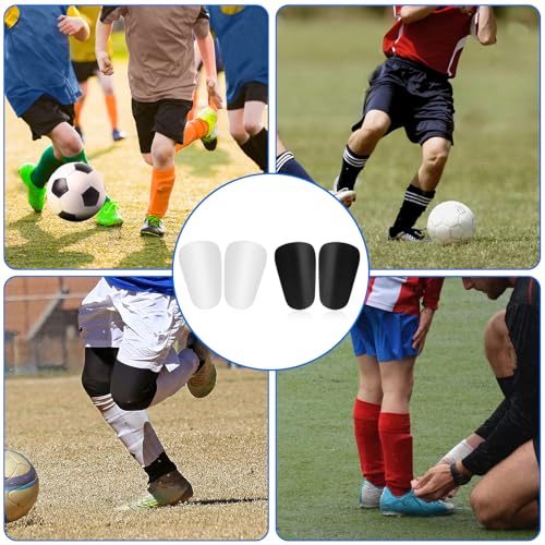 Mini Soccer Shin Guards - 4 Pack, Black & White, 8x5cm