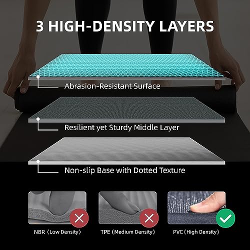 Large Exercise Mat for Home Workouts - 6'x4' Black