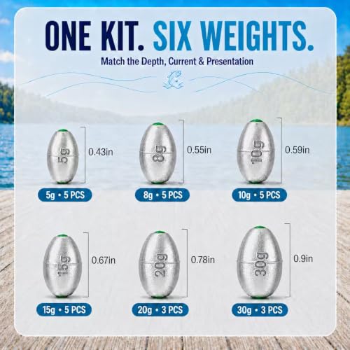 48pcs Egg Sinkers Kit Fishing Weights for Bottom Fishing - TKHDBF