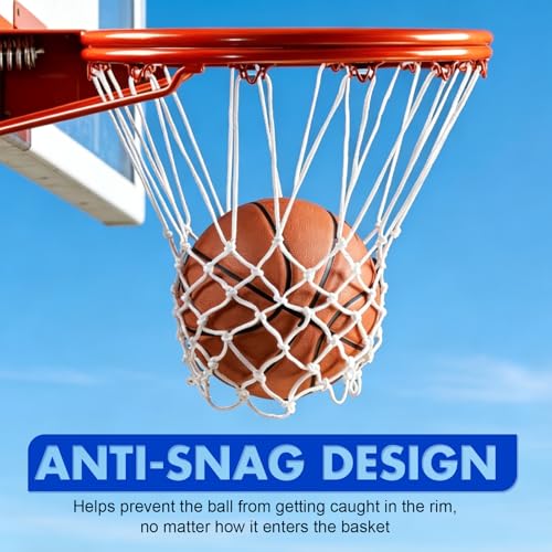 Heavy Duty Basketball Net Replacement - 12 Loops, All Weather, Tangle-Free