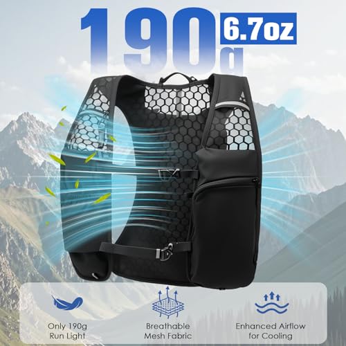 Lightweight Hydration Vest Backpack with 2L Bladder - Black