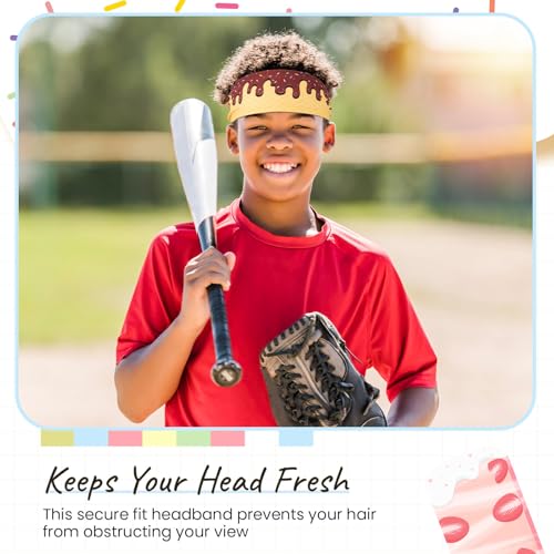 Athletic Sweatband - Ice Cream Drip Baseball Hairband - Brown