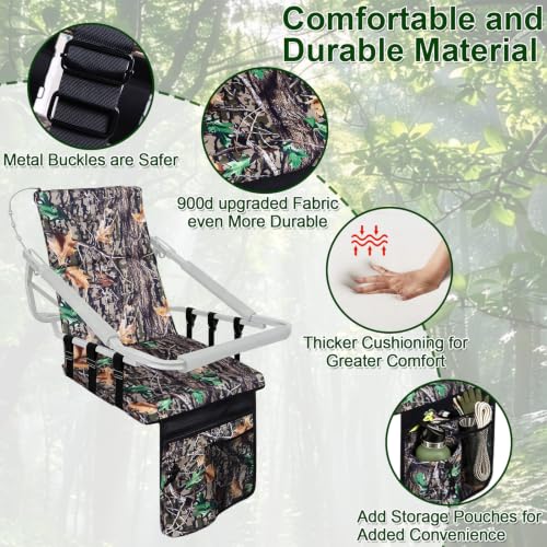 Niuyhe Tree Stand Seat Replacement with 3 Pockets – Foldable Camouflage Hunting Seat