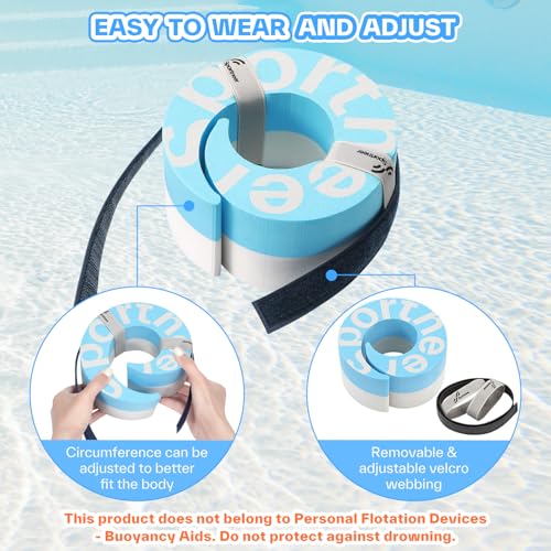 Water Aerobics Float Ring Set - Adjustable 8-13 Inch Sky Blue Cuffs