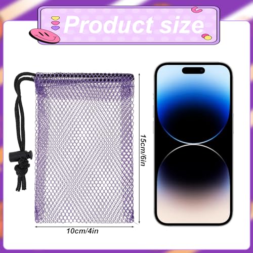 5 Pcs Small Drawstring Mesh Bags - 6x4 Inch Nylon Storage Bags