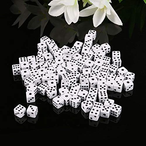 100-Piece 8mm White Dice Set for Board Games & Activities