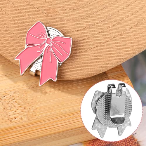 Magnetic Golf Ball Marker Hat Clip - Pink Bow Design