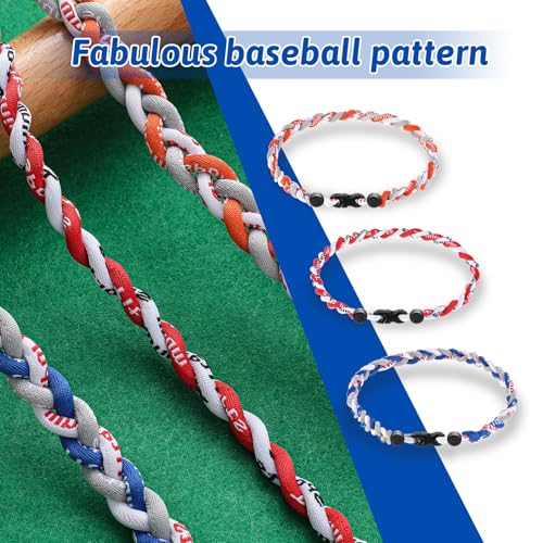 Baseball Necklaces - 3 Pack in White, Blue, Gray, Orange, Red