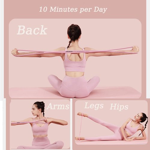Figure 8 Resistance Band - Elastic Fitness Bands with Handles for Home Yoga & Gym Workouts