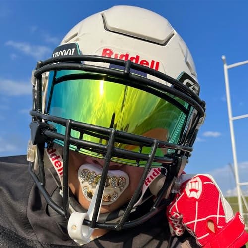 LeCool Football Mouth Guard with Strap, 3D Diamond Chrome – Adult & Youth, White/With Diamonds