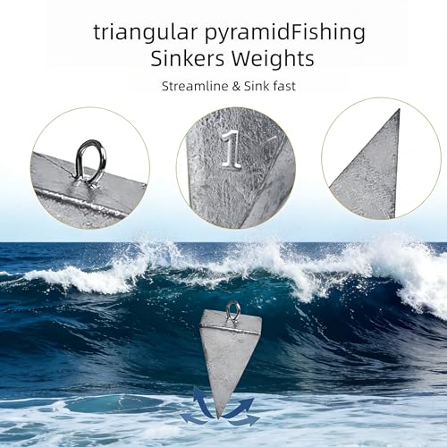 Pyramid Fishing Weights Sinkers Kit - 1oz, 10pcs for Surf Fishing