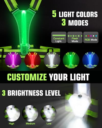 LED Reflective Vest with Chest Light - Rechargeable Safety Gear