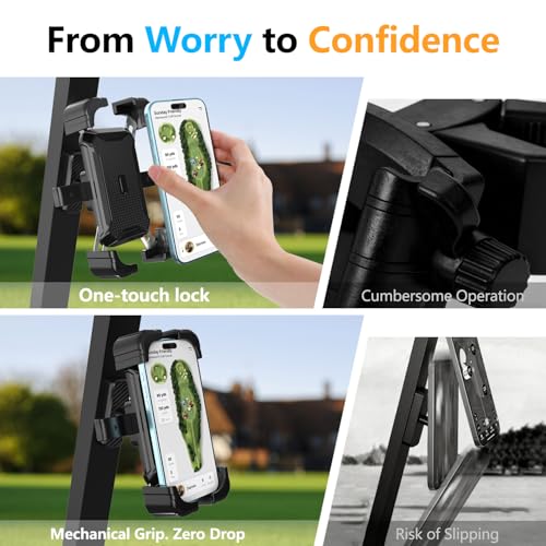 Magnetic Golf Cart Phone Holder - Durable, 360° Rotating Mount