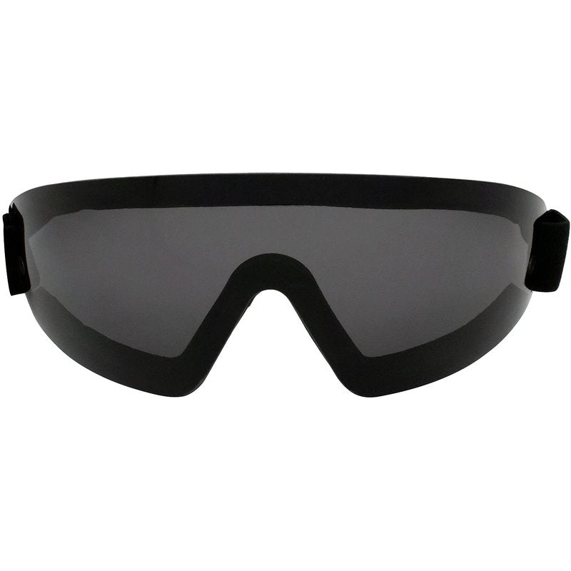 Birdz Eyewear Wing Goggles Black Frame Smoke Lens Skydiving Extreme Sports 100% UV Protection Antifog Coated Adjustable Strap Peripheral Vision Neoprene Foam Padding Shatterproof Lens Microfiber Bag