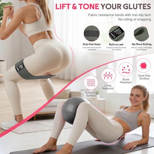Black WALITO 15-Piece Pilates & Resistance Bands Set with Yoga Ball & Accessories