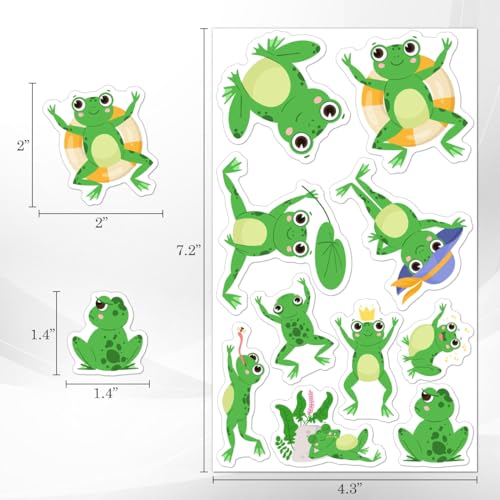 Pack 50 Pcs Cute Animal Frog Stickers for Water Bottles Waterproof Laptop Luggage Helmet Computer Phone Case Teens Adults Girls Boys Aesthetic Sticker Packs Small Vinyl Decals