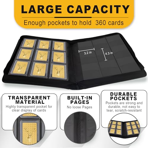 Toploader Card Binder for 360 Cards, Double-Sided 9 Pockets