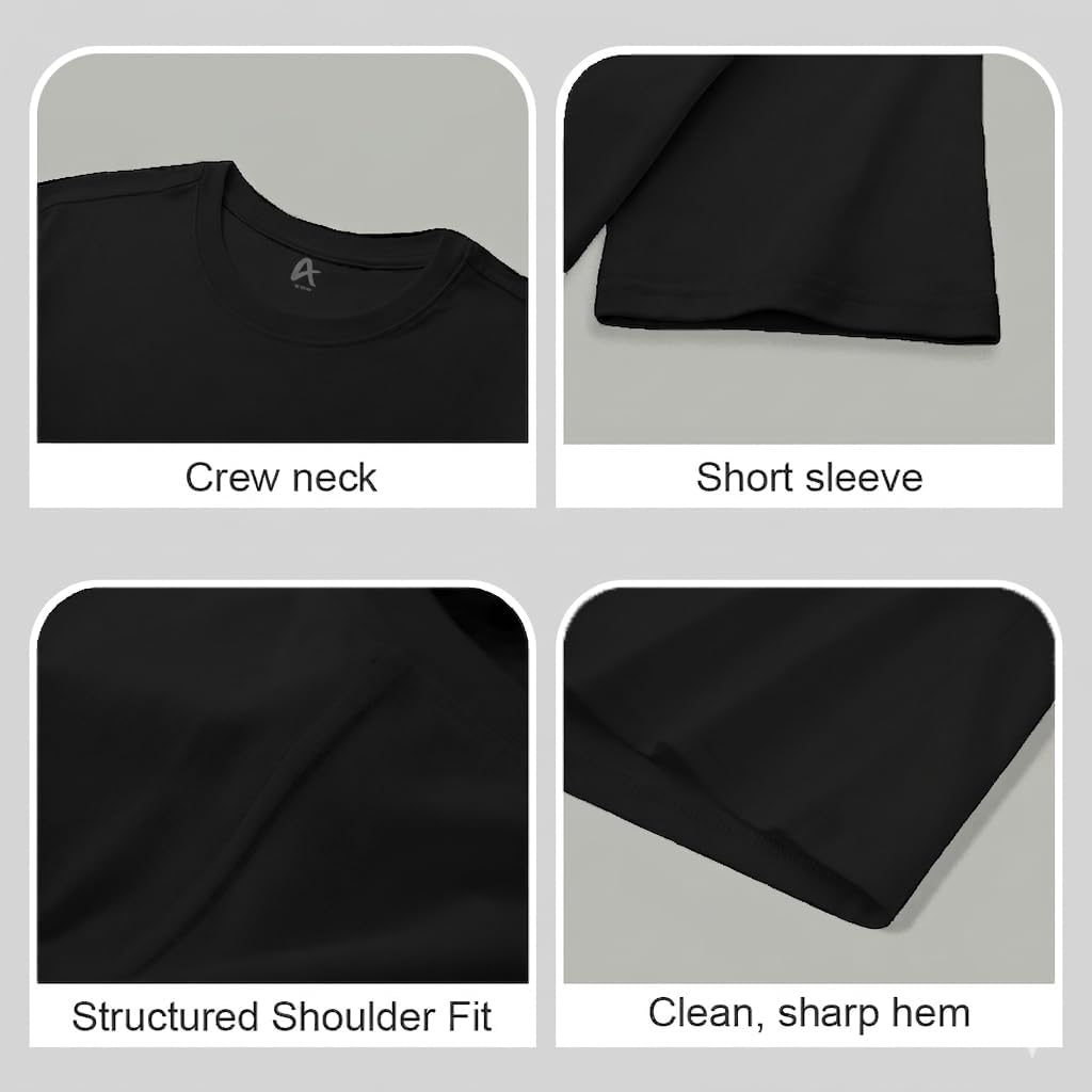 Skiennix Men's 100% Cotton Crew Neck T-Shirts - Premium Short Sleeve Casual Tees, Regular Fit