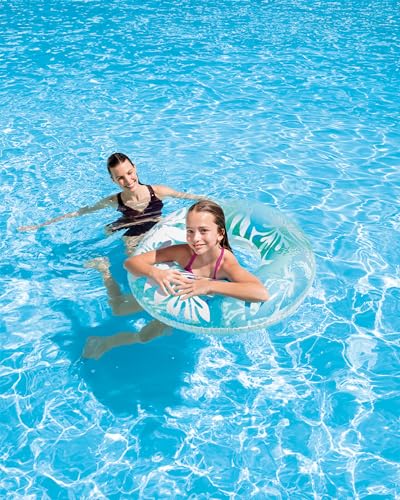 Inflatable Pool Tube with Floral Graphics - 36 Inch Float for Swimming and Water Play
