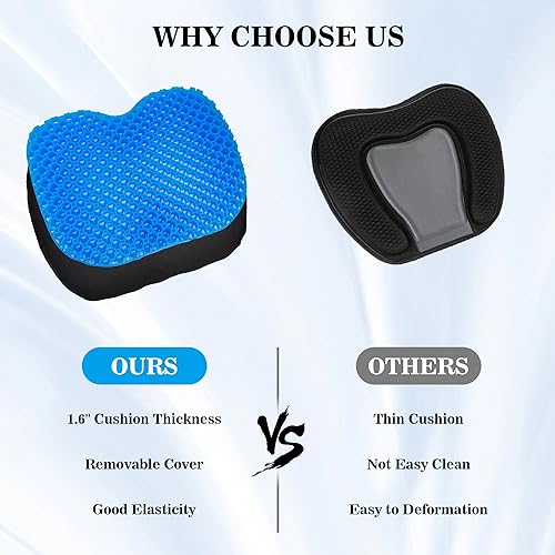 Omoojee Blue Kayak Seat Cushion Gel Anti-Slip Long Sitting Boat Canoe Pad