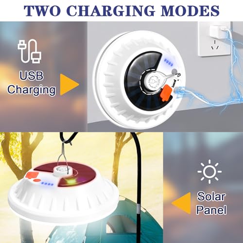 2 Pack Solar Camping Lantern with Remote 4000LM Rechargeable Hanging Light Portable LED Camping Lights IPX4 Waterproof Tent Lights Solar Lanterns for Power Outages, Emergency, Hurricane