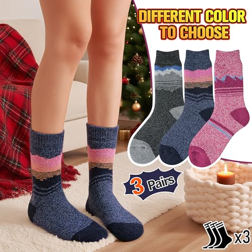 Large Blue-Grey Thermal Warm Socks for Men & Women | Thick Winter Insulated Ski & Snowboard Socks