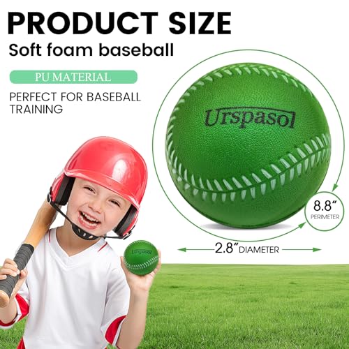 Urspasol Multi-Color Soft Foam Baseballs 6 Pack - 9 Inch Training Balls for Kids & Adults