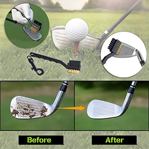 Dual-Sided Golf Club Brush and Groove Cleaner with Brass and Nylon Bristles