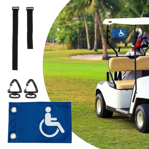 Golf Cart Flag with Straps - Medium Size Double-Sided Design for Golf Courses