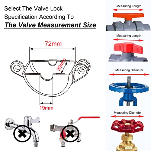 Gate Valve Lockout and Safety Padlock,1Set, Hose Bib Lock for Outdoor Faucet Knob/Water Spigot/Propane Tank,1 to 2-1/2 in Dia Valve Handles,Secure Lock Device for Outside Garden Valve