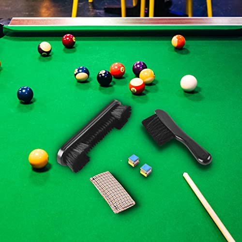 Black Billiards Pool Table & Rail Cleaning Brush Set with Cue Shaft Slicker & Chalk Cube