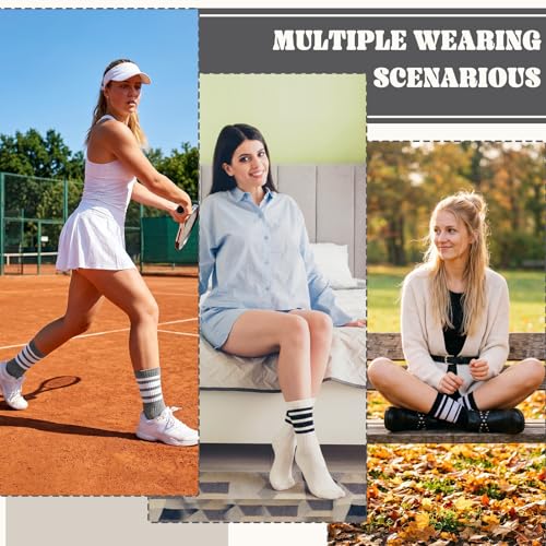 Striped Casual Athletic Socks for Women - 6 Pcs Set